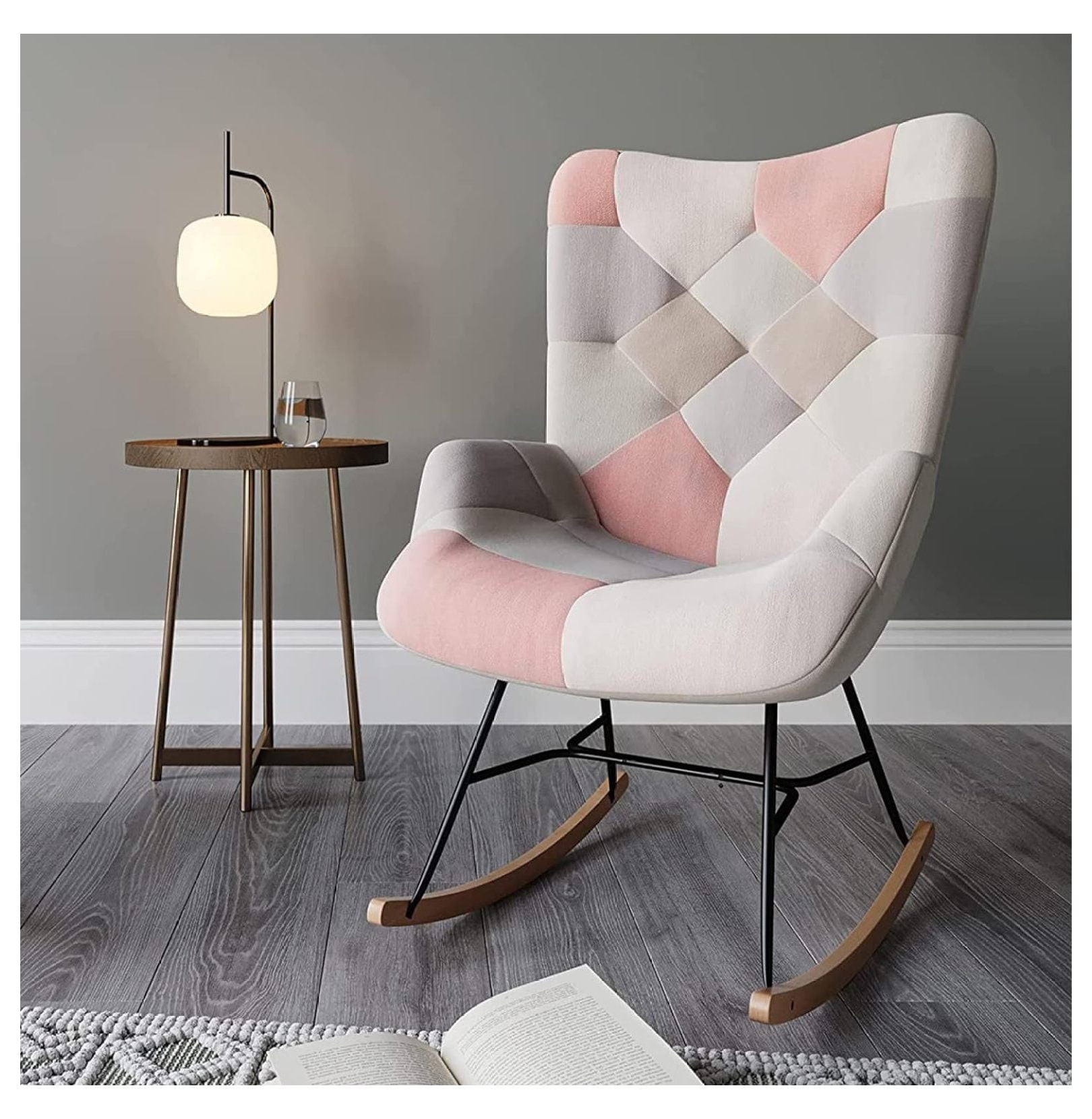 Drevy Colorful Patchwork Rocking Chair, Comfy Nursery Rocking Chairs ...