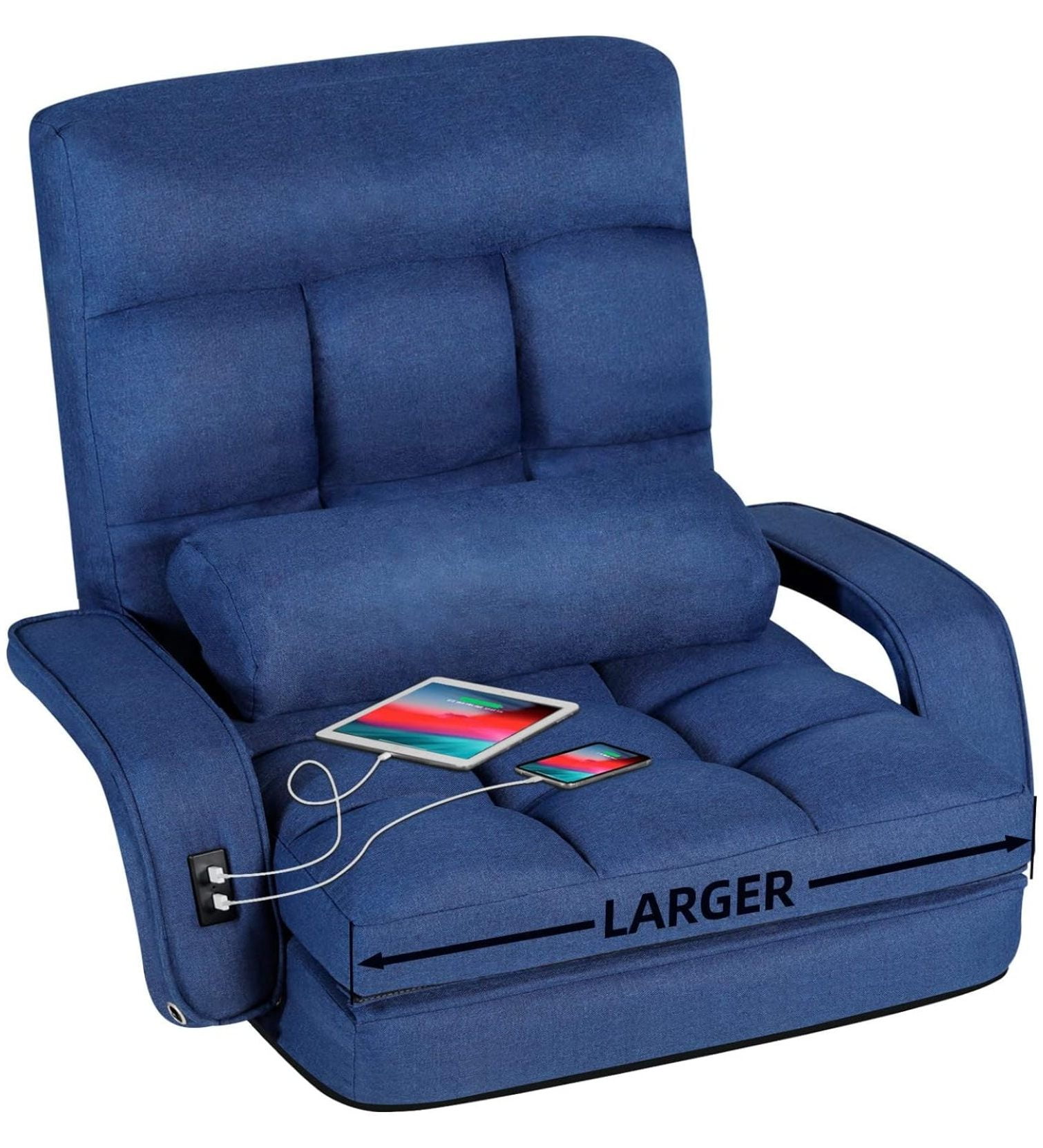 Drevy Comfy Floor Chair Bedroom 2 USB Charging Ports, 5Position Floor