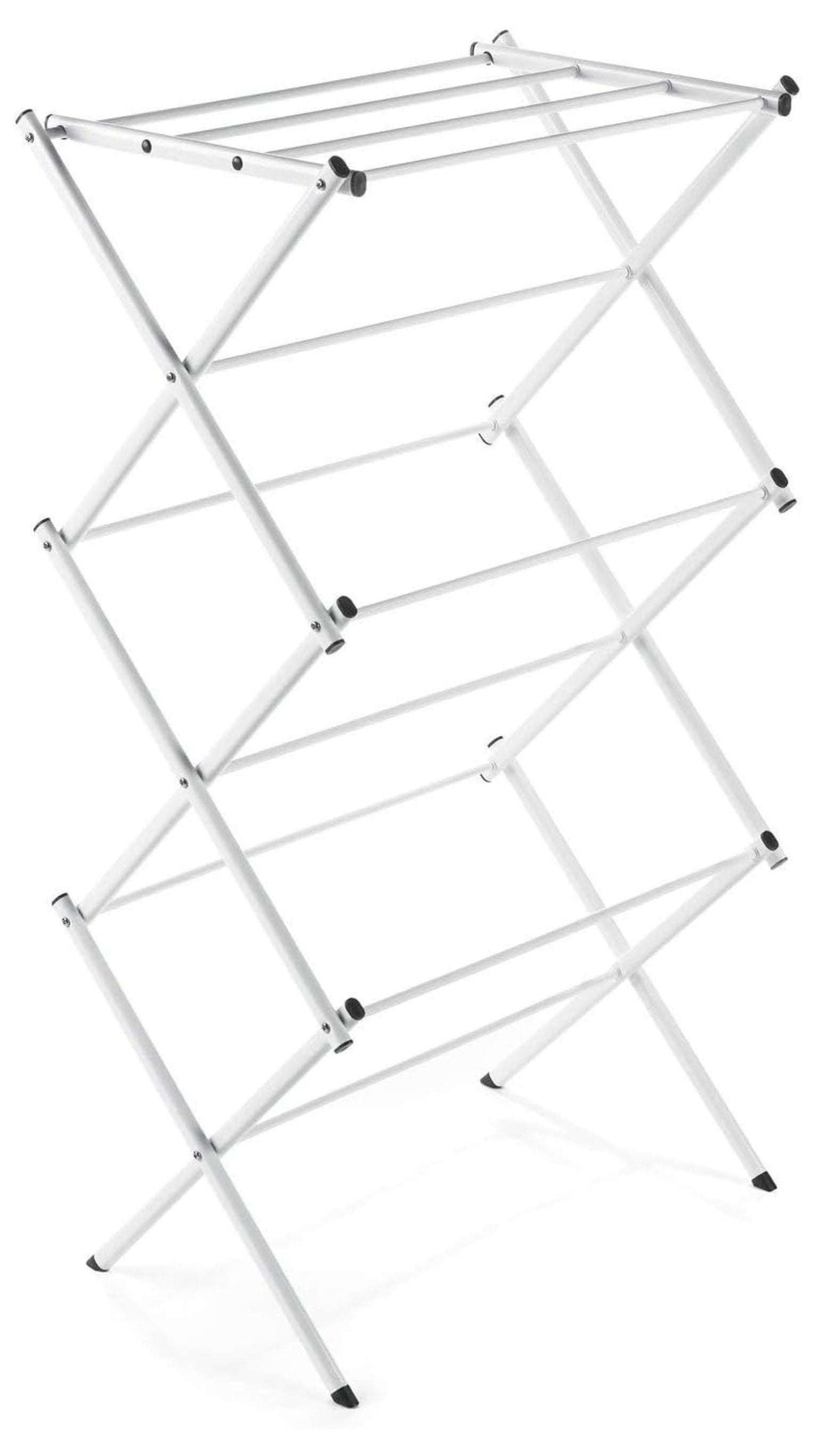 White Compact Accordion Clothes Drying Rack with 16 ft. Drying Space