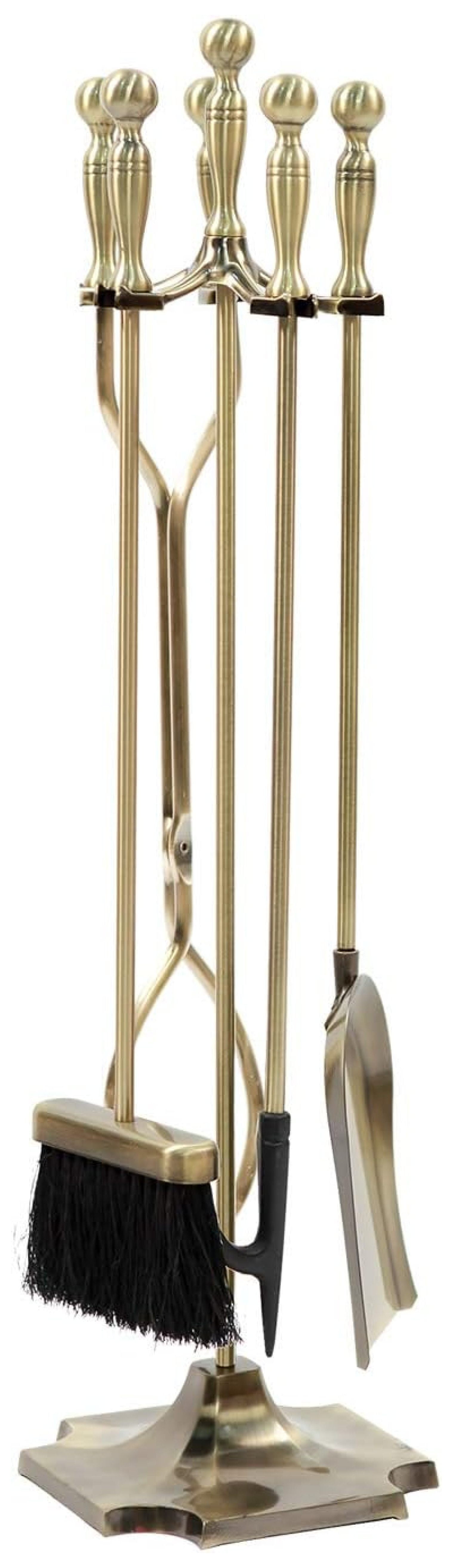 Antique Brass 5-Piece Concord Fireplace Tool Set