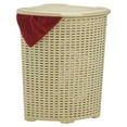 thumbnail image 1 of Drevy Corner Laundry Hamper Basket With Lid 50 Liter, Beige Wicker Hamper - Durable, Lightweight Bin With Cutout Handles, Storage Dirty Cloths, Space Saver Curved Shape Design, 1 of 7
