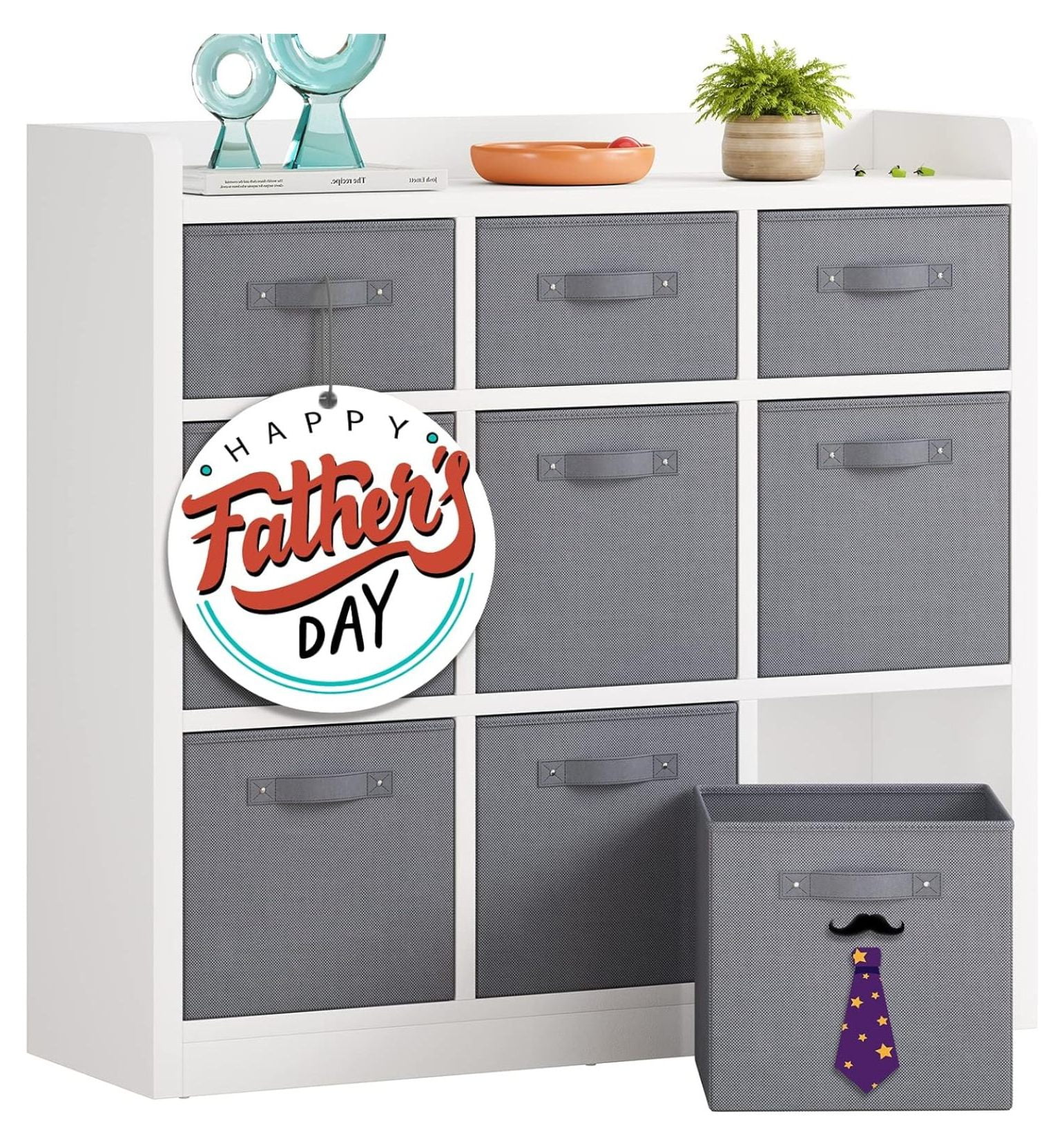 Drevy Cube Storage Organizer with Storage Bins Wooden Storage Cubes