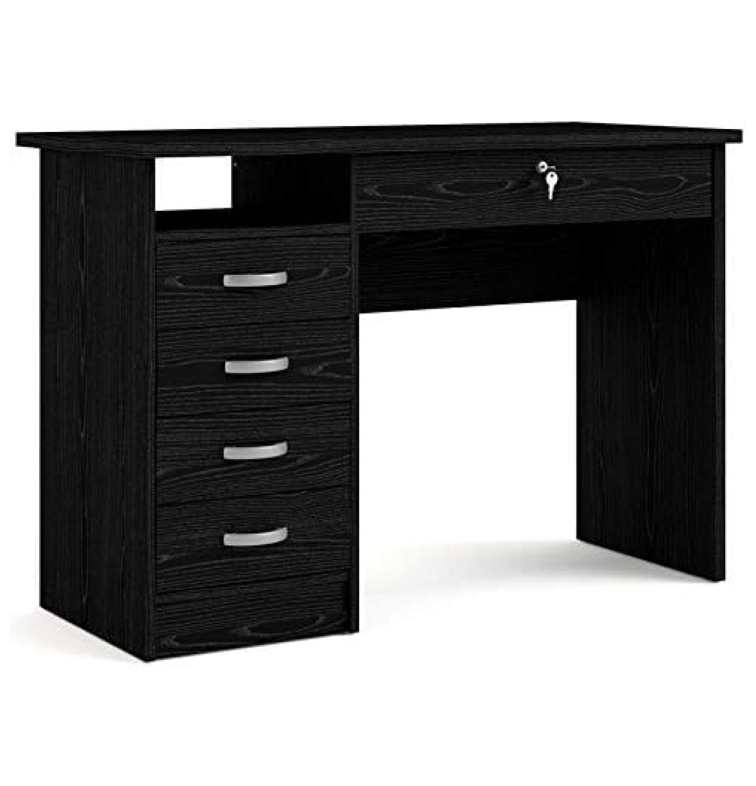 Drevy Desk with 5 Drawers, Black Woodgrain - Walmart.com