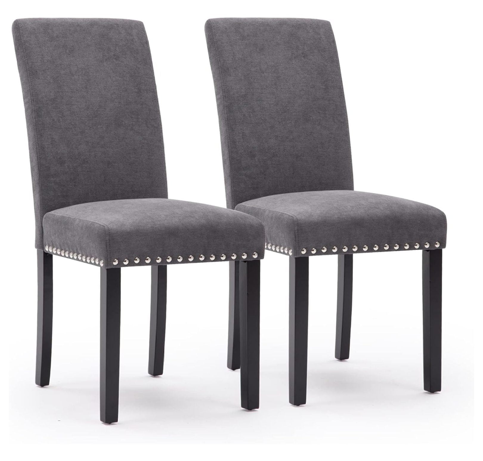 Drevy Dining Chairs, Fabric Padded Dining Room Chairs, Nail Head Trim