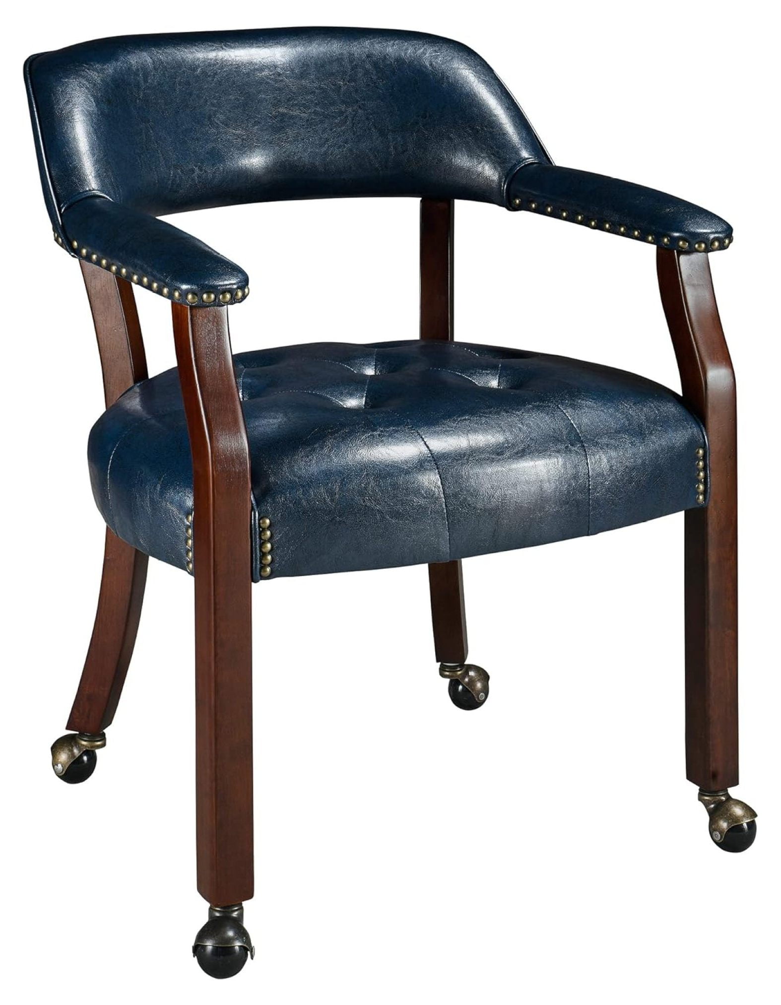 Drevy Dining Chairs with Wheels and Arm, Caster Captain's Chairs with