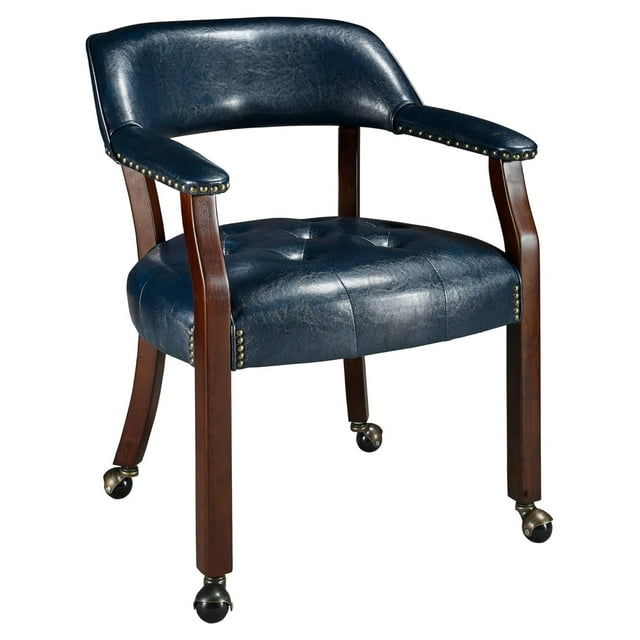 Drevy Dining Chairs with Wheels and Arm, Caster Captain's Chairs with