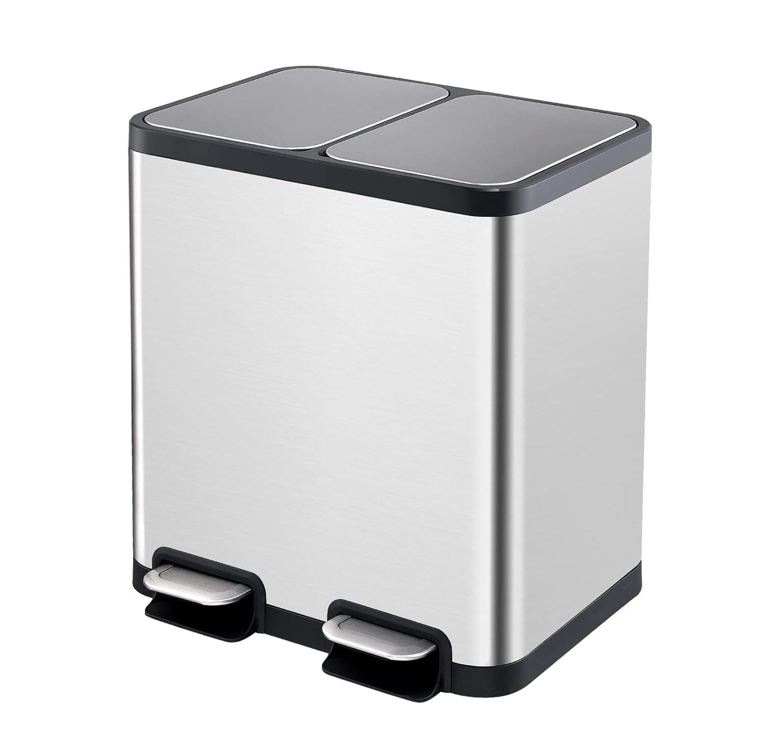 Drevy Dual Compartment Recycling Kitchen Step Trash Can 2×5.4 Gallon