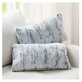 thumbnail image 1 of Drevy Embossed Faux Fur Throw Pillows - Set of 2 Lumbar Couch Pillows, 12" x 20" - White/Blue, 1 of 6