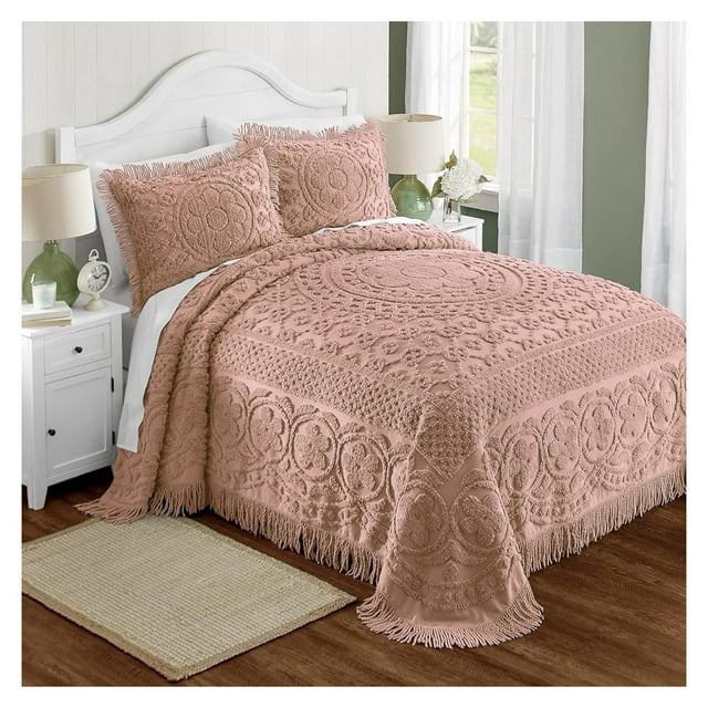 Drevy Emily Chenille Bedspread, Cal. King, Blush