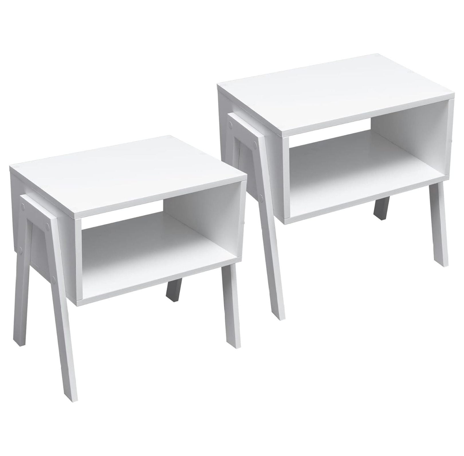 Drevy End Tables Stackable Side Table Bedroom Bamboo Nightstands Set of 2 for Living Room Beside