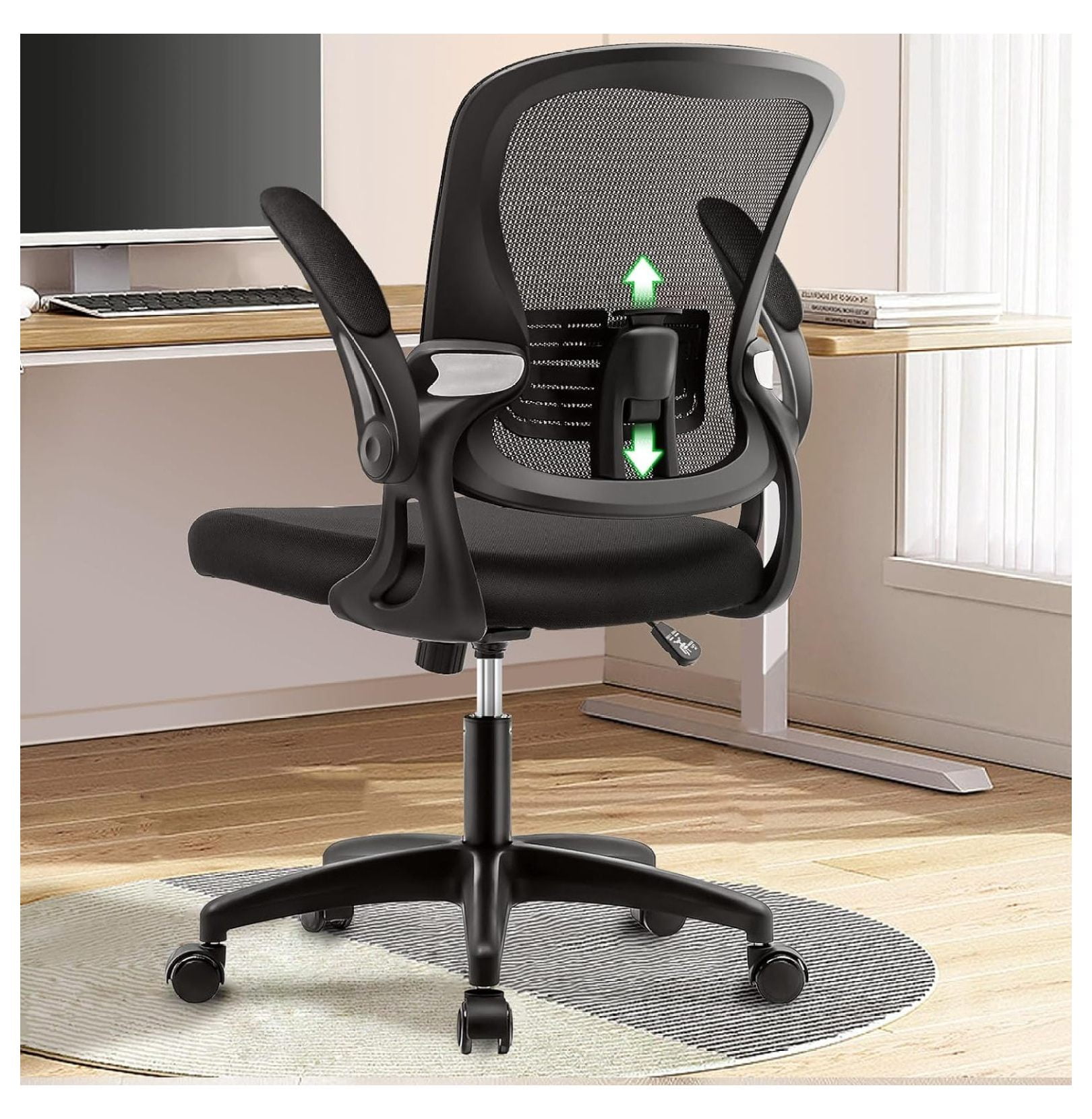 KERDOM High Back Drafting Chair Ergonomic Tall Office Chair With Lumbar Support Breathable Mesh Painting Chair, Flip Up Armrest Gray 918W-Z-Grey - Best Buy - View #6