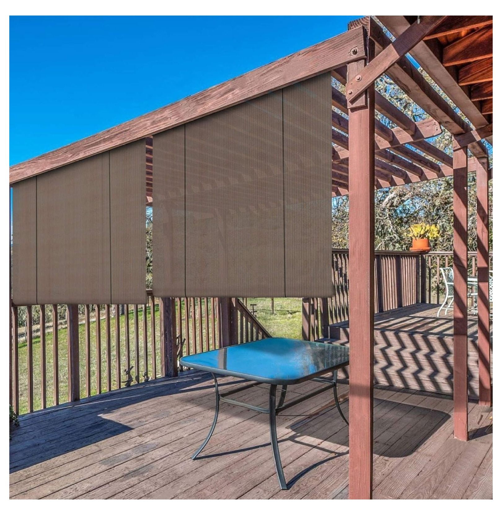 Drevy Exterior Shade Blinds Roll Up Shade Privacy Screen for Pergola