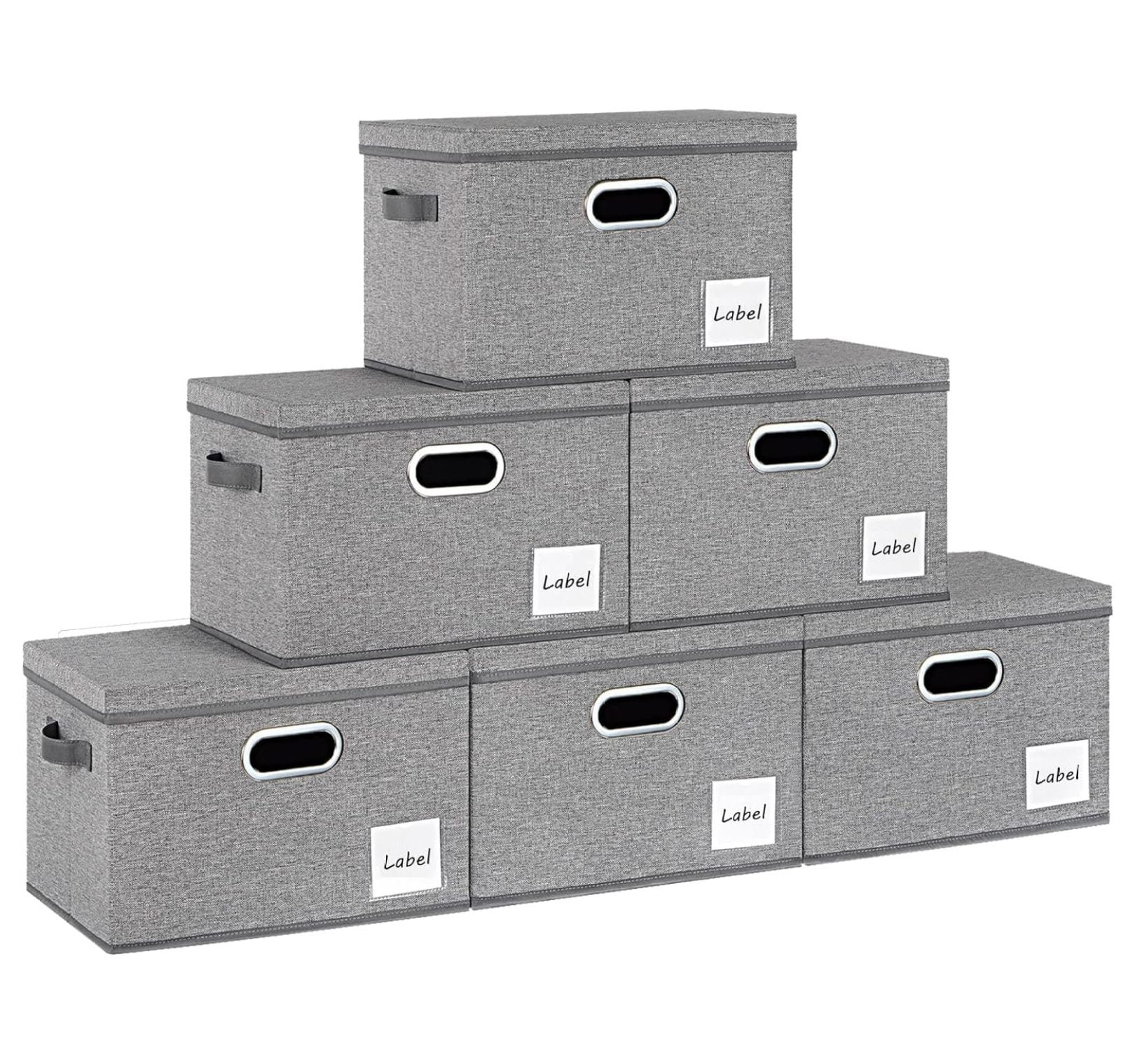 Drevy Extra Large Storage Bins with Lids 6 Pack, Foldable Linen Fabric