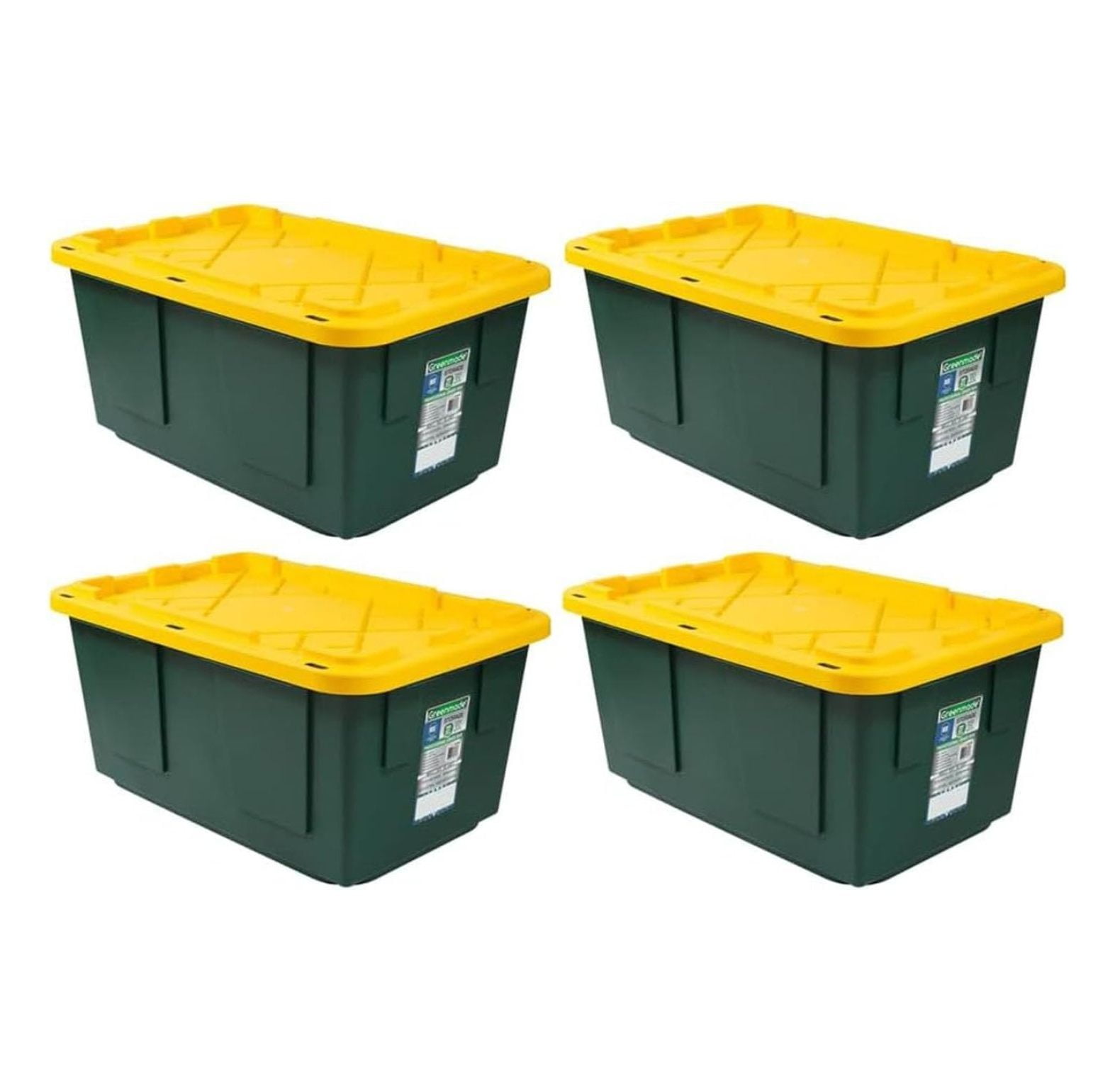 Drevy Extra Strong 27 Gallon, Black and Yellow Storage Bin (4pack)