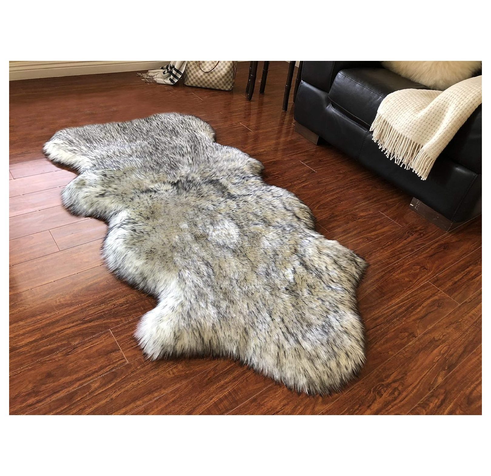 Drevy Faux Sheepskin Hypoallergenic Shape Silky Shag Rug, Luxury Shaggy