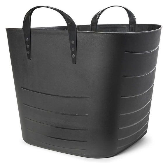 Drevy Flexible Tub Basket 25 Liter/6.6 Gallon Plastic Multifunction Storage Tote Bin with Handles, Black (12 Pack)