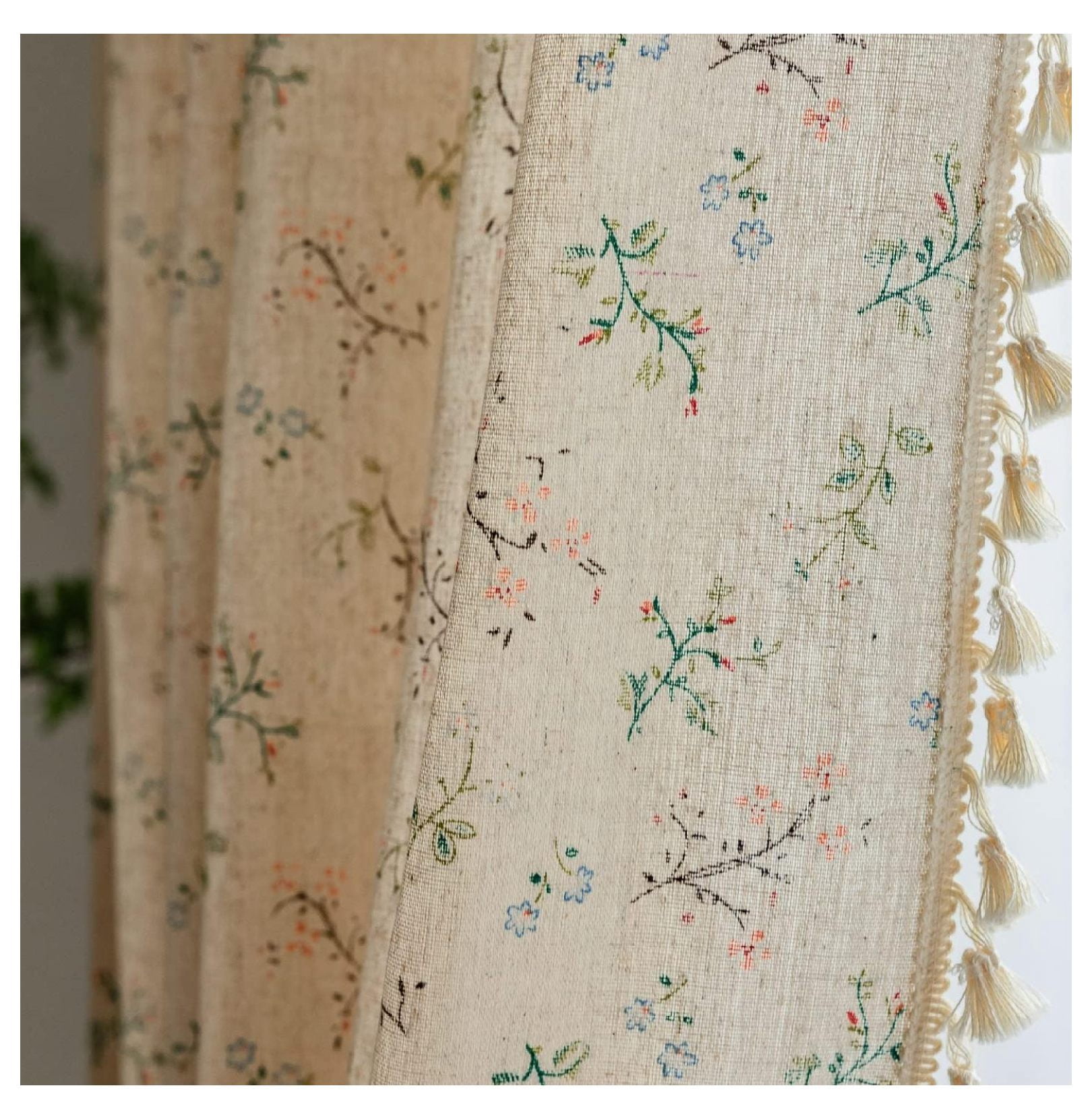 Floral Farmhouse Curtains – Semi-Blackout Linen Drapes 84x108 Inch, Watercolor Pattern, Rod Pocket