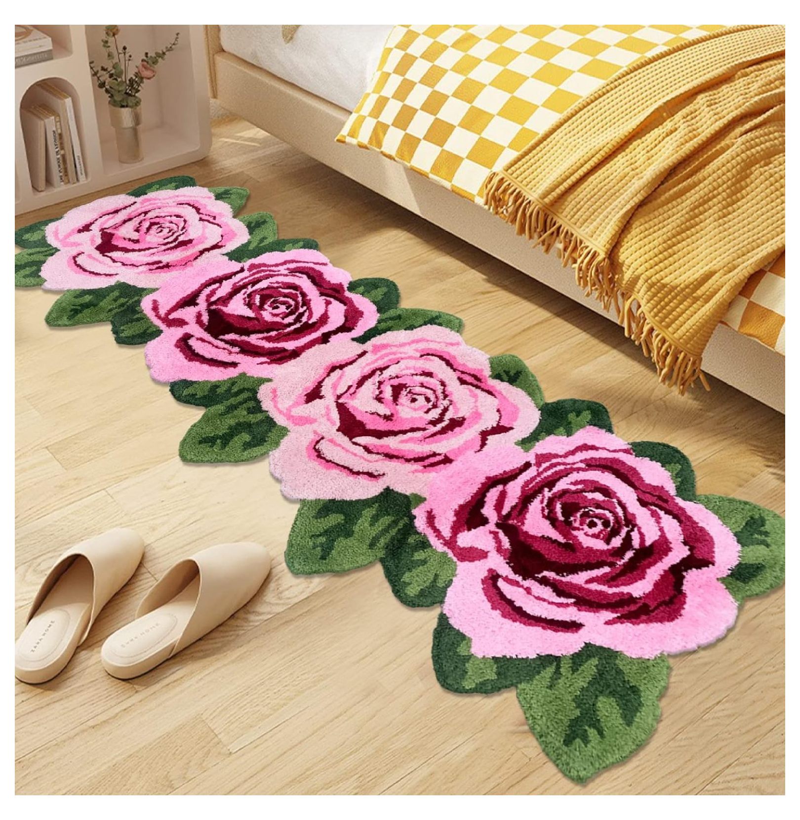 Drevy Fluffy Rose Floor Runner ,Soft and Shaggy Rose Runner Rug