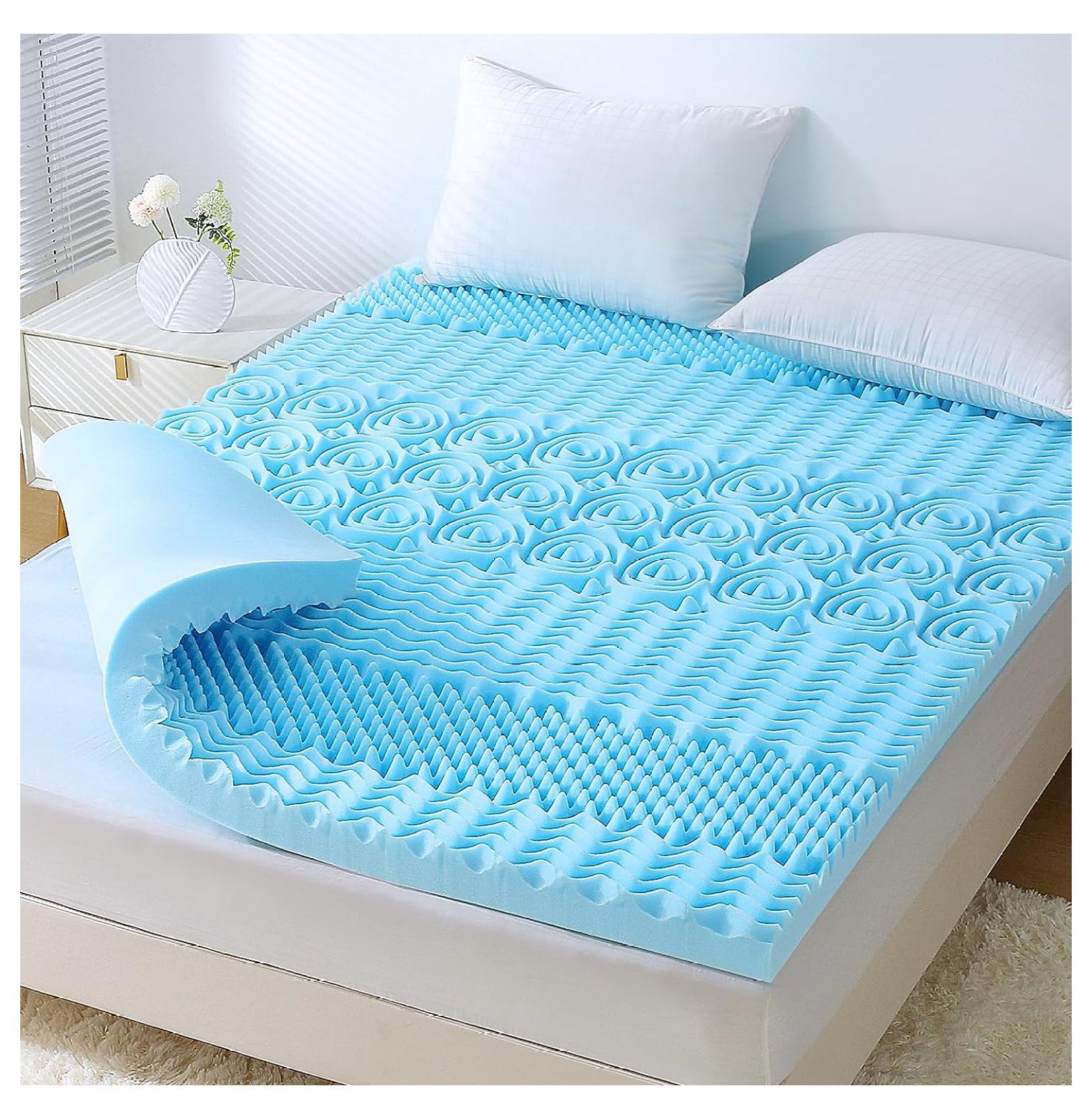 Drevy Foam Mattress Topper Queen, 7 Zone Cooling Mattress Topper with