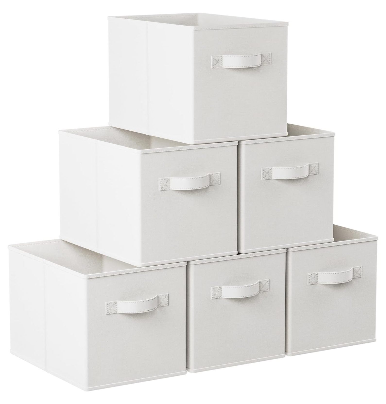 Drevy Foldable Collapsible Storage Box Bins Shelf Basket Cube Organizer With Dual Handles Set