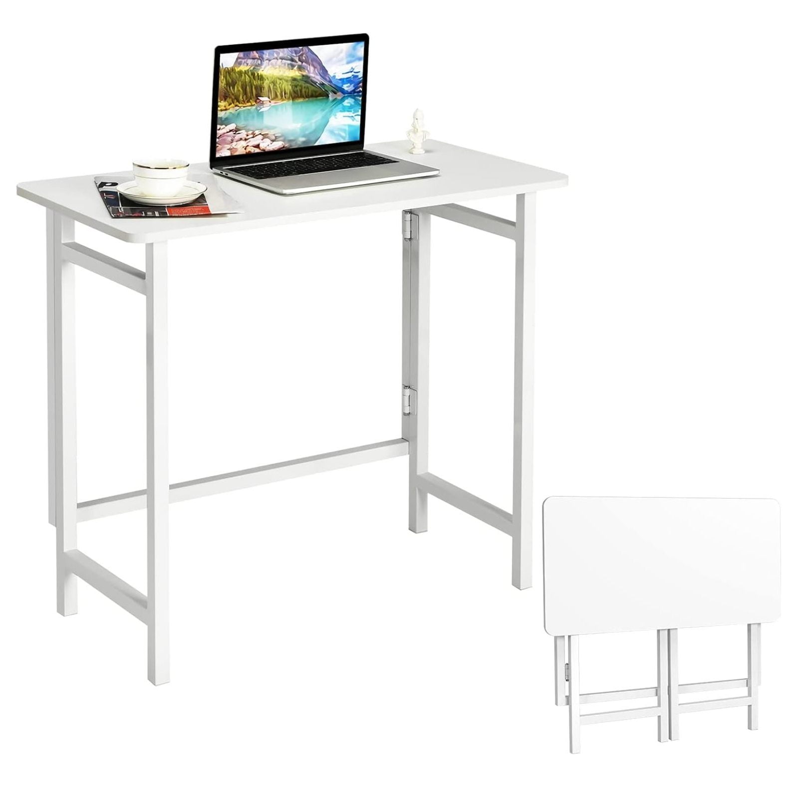 Drevy Folding Computer Desk, Simple Modern Writing Desk for Small Space