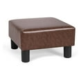 thumbnail image 1 of Drevy Footrest Stool Small Modern Square Footstools Faux Leather Ottoman for Living Room Bedroom (Dark Brown), 1 of 7