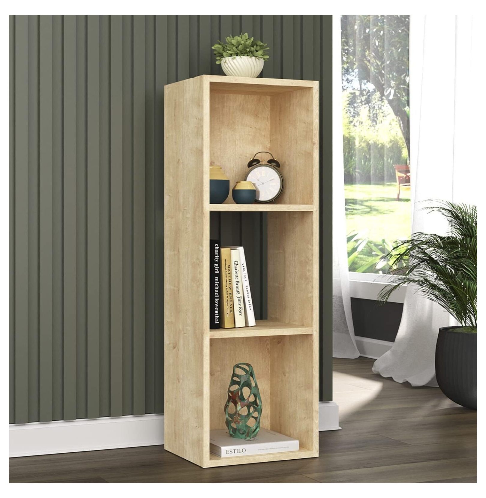 Drevy Furniture 3Tier Shelf Natural Wood 3Shelf Bookcase Modern