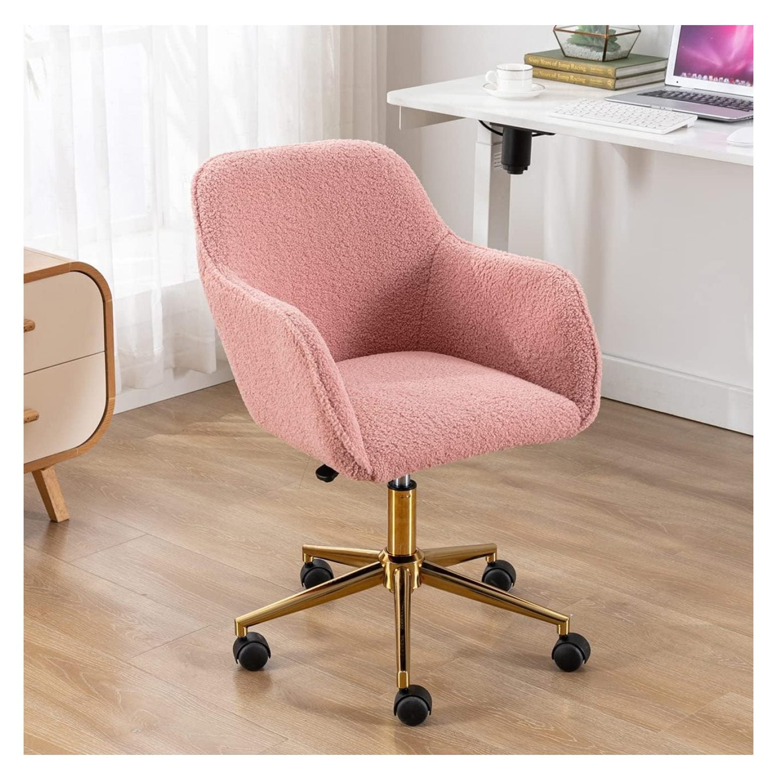 Drevy Furry Office Chair Fuzzy Swivel Desk Chair, Faux Fur Home Office