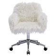 thumbnail image 1 of Drevy Fuzzy Desk Chair Fluffy Office Chair Faux Fur Desk Chair Modern Swivel Chair with Armrest Vanity Chair Soft Comfortable for Woman Girl Living Dressing Room White, 1 of 7