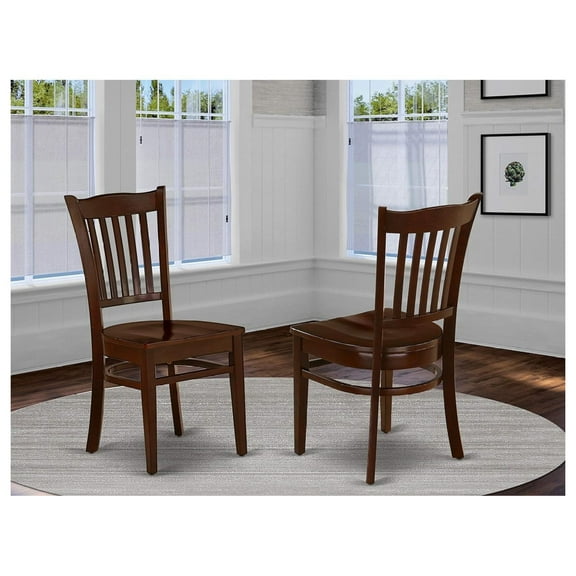 Drevy GRC-MAH-W Groton Dining Room Chairs - Slat Back Wood Seat Chairs, Set of 2, Mahogany