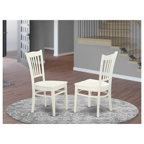 Drevy GRC-WHI-W Groton Dining Chairs - Slat Back Wooden Seat Chairs, Set of 2, Linen White