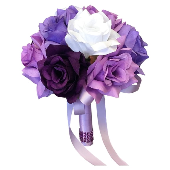 Drevy Gorgeous Purple Lavender and White Rose Toss Bouquet - A Classic Choice for Your Wedding or Event