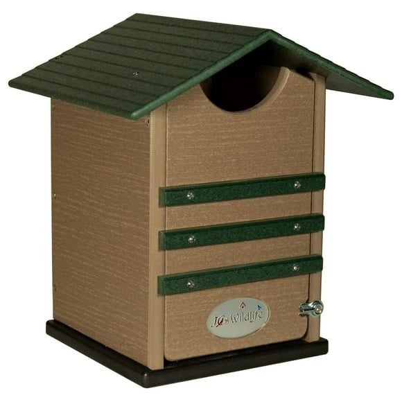 Drevy Green and Tan Ultimate Screech Owl Nesting Box - Great for Saw-Whet Owls and Kestrels Too - Clean Out Door Makes Cleaning Easy