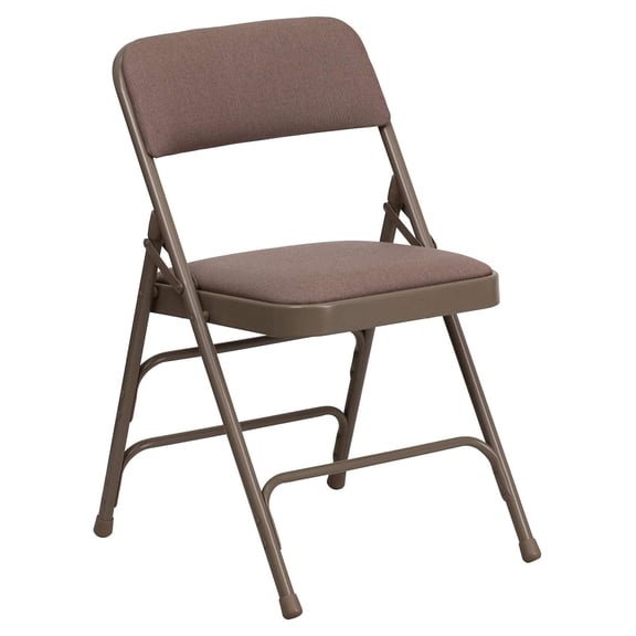 Drevy HERCULES Series Curved Triple Braced & Double Hinged Beige Fabric Metal Folding Chair