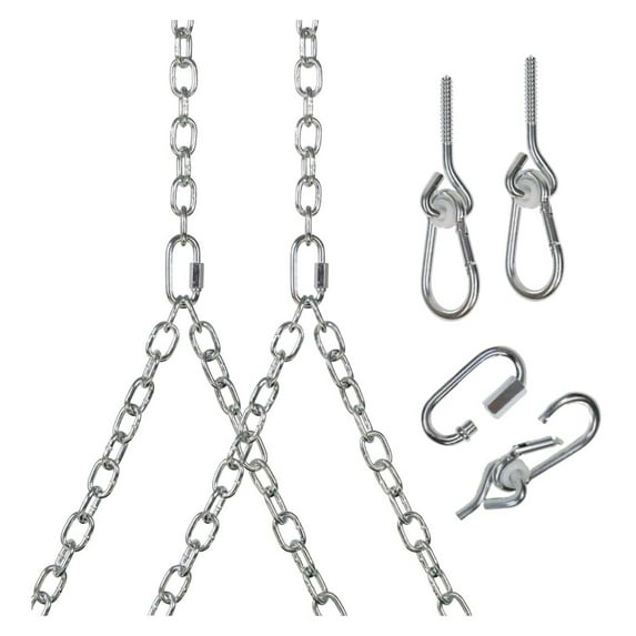 Drevy Heavy Duty 700 Lb Porch Swing Hanging Chain Kit - Color: Silver (8 Foot Ceiling)