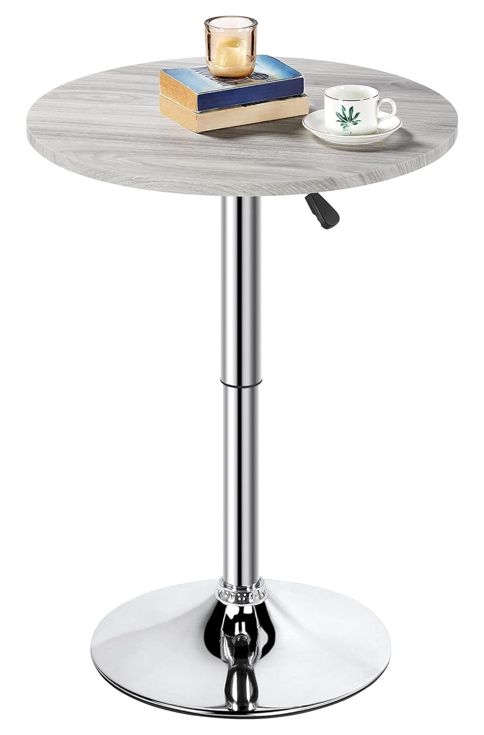 Adjustable Gray Round Counter Height Pub Table with MDF Top