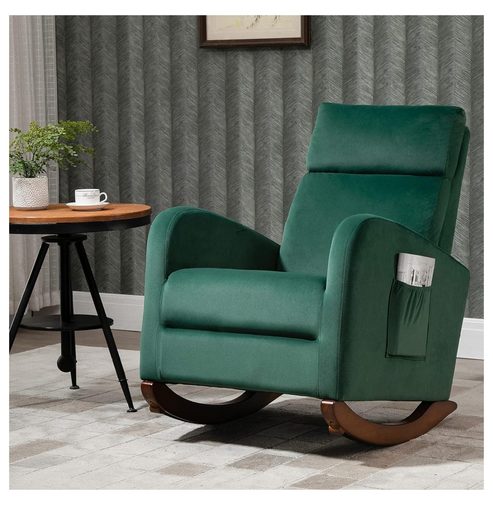 Drevy Home Rocking Chair, Century Glider Chair Upholstered Frosted