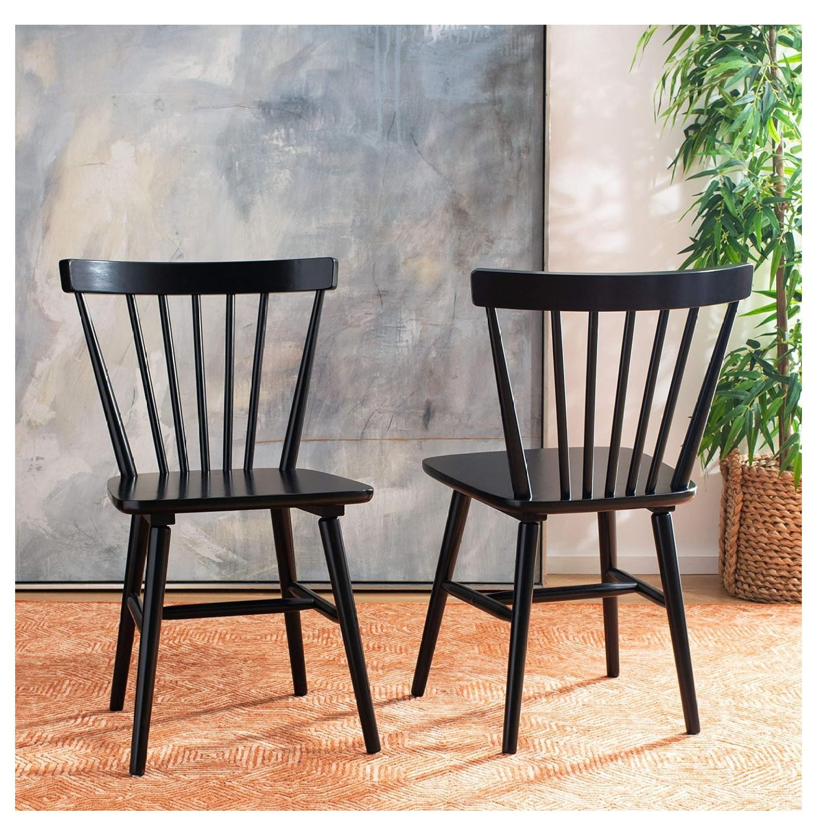High Windsor Slat Side Chair in Classic Black Wood