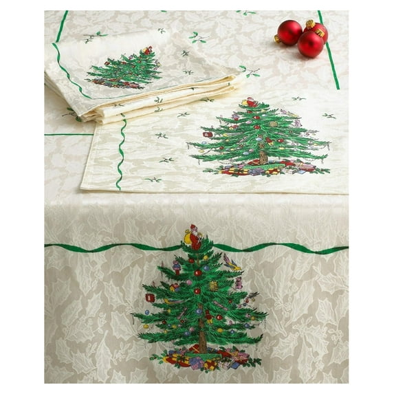 Drevy Ivory Christmas Tree Tablecloth 60 x 84