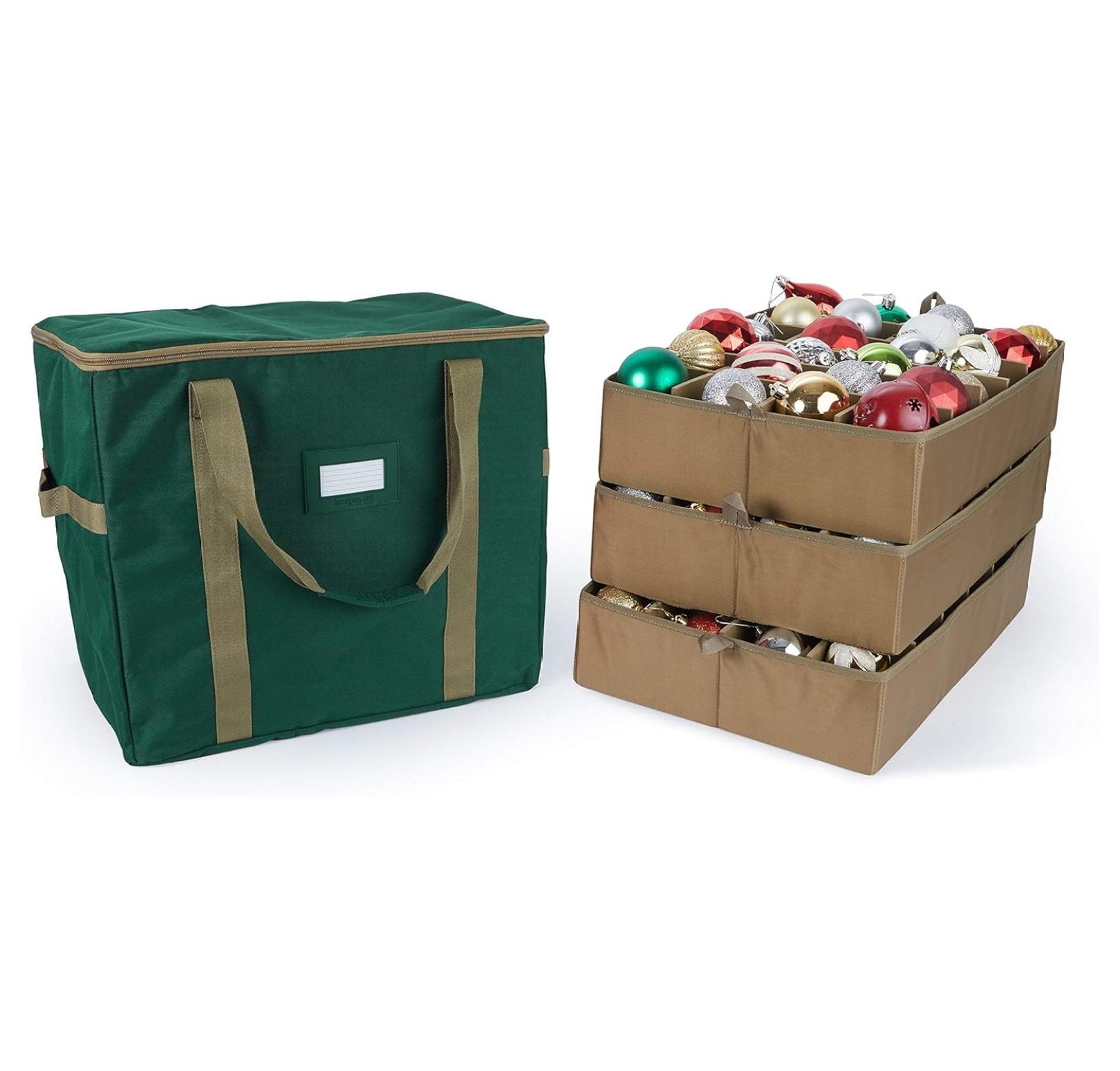 Drevy Keepsakes Adjustable Ornament Storage Bag, Carrying Handles