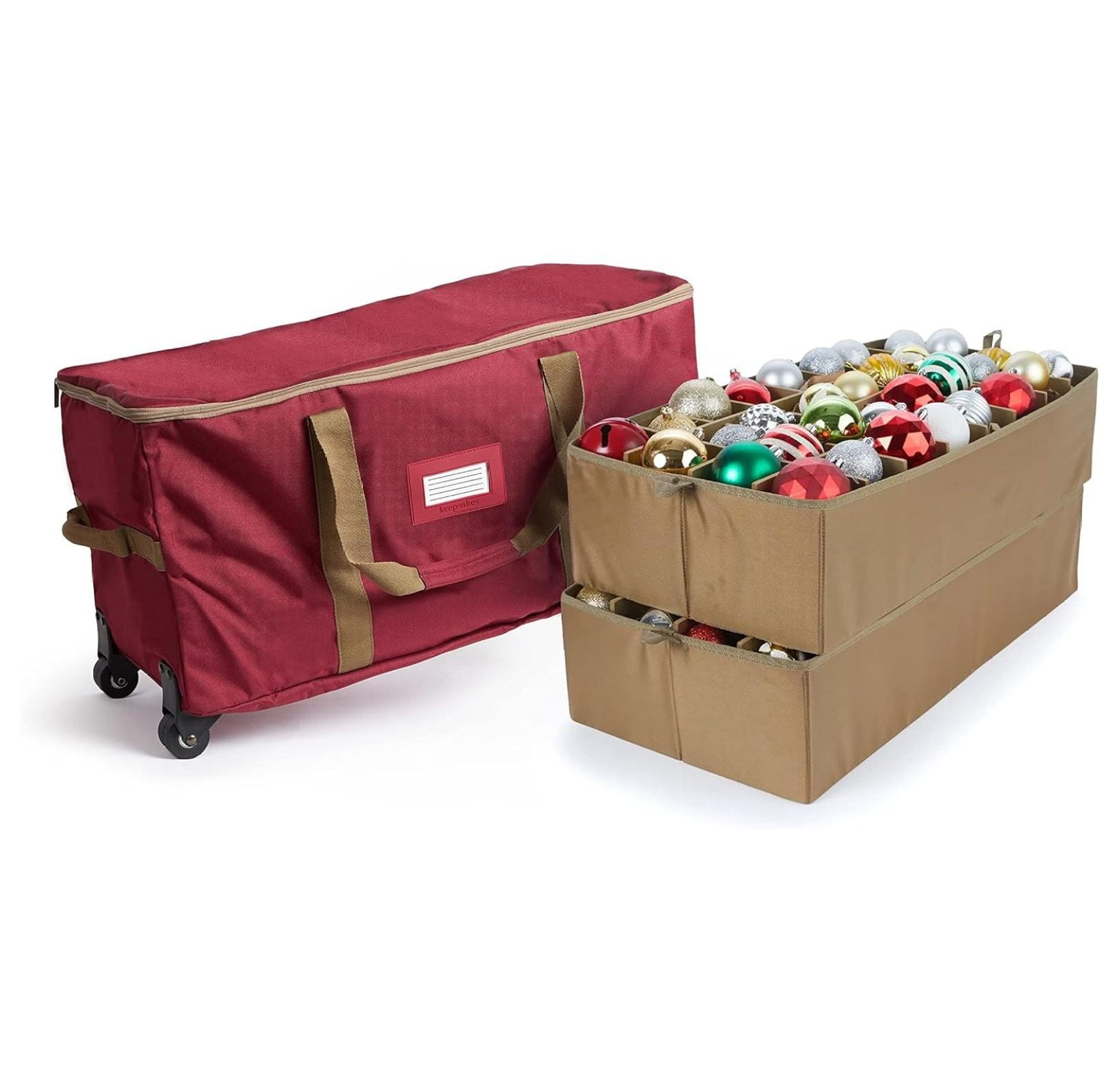 Drevy Keepsakes Rolling Adjustable Ornament Storage Bag Carrying