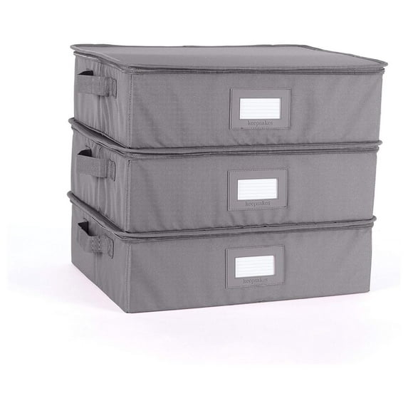 Drevy Keepsakes - Zip-Top Storage Box - Heavy Duty Polyester- Reinforced Handles - Stackable Design - Indoor Storage-Graphite