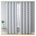 thumbnail image 1 of Drevy Lattice Print Moroccan Thermal Blackout Curtains 84 Inch - Privacy Shaded & Darkening Grommet Window Curtains Draperies for Bedroom and Living Room, White & Grey, 52 W x 84 L, 2 Panels, 1 of 7