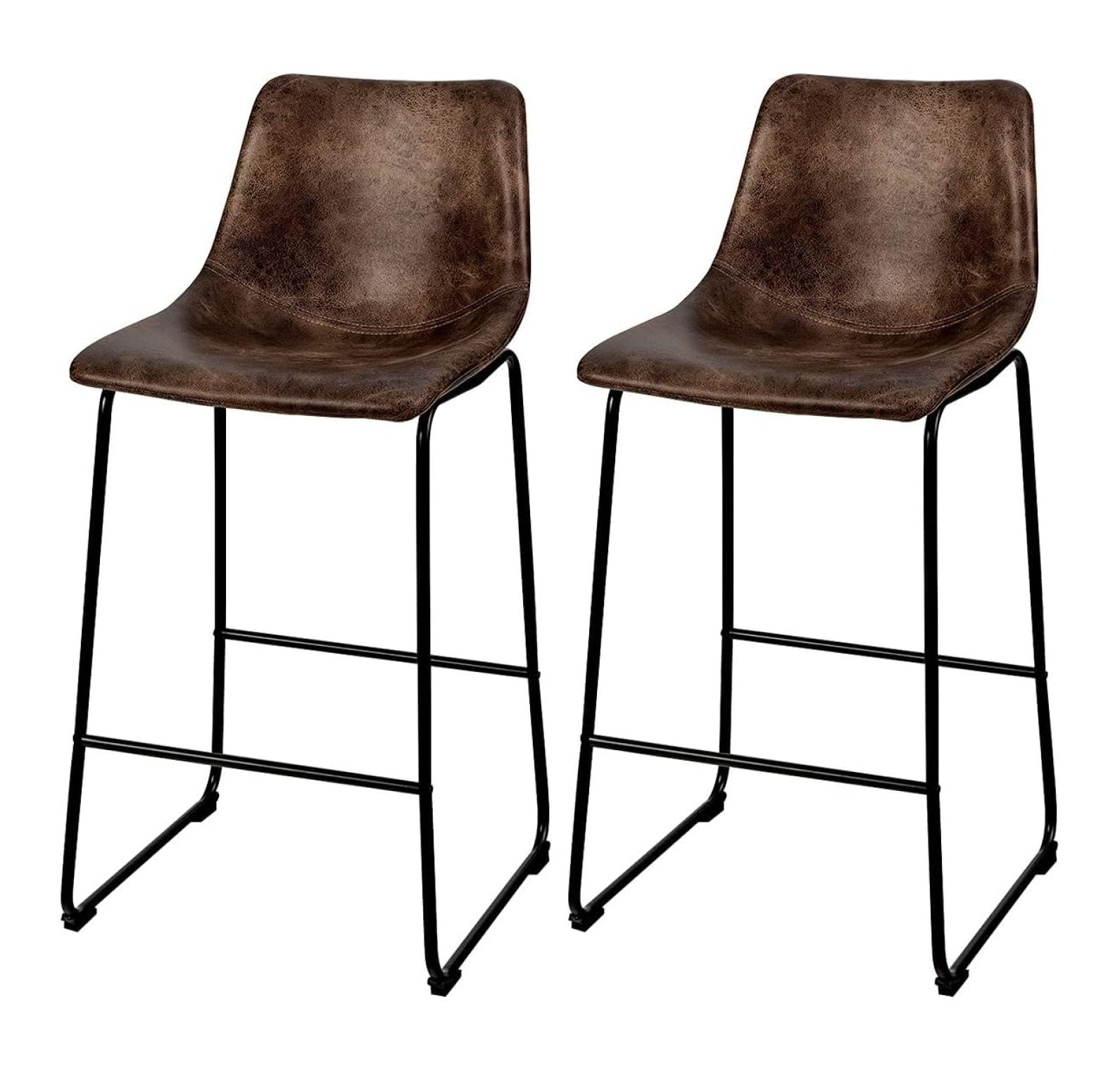 Drevy Leather Bar Height Barstools with Back 30 inch Counter Bar Stools Set of 2 Pub Height Bar