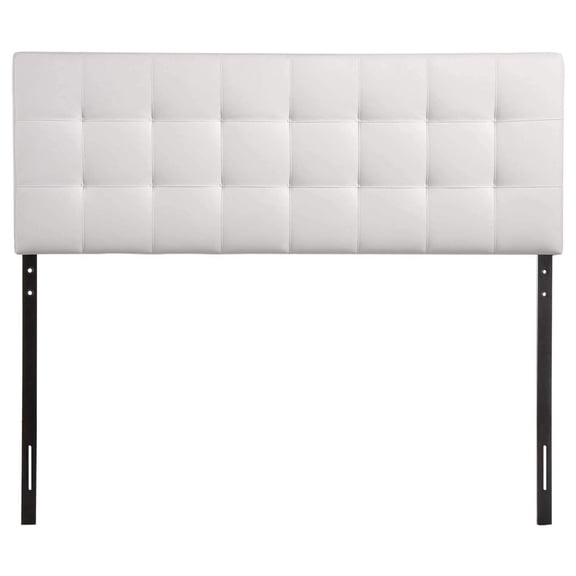 Drevy Lily Tufted Faux Leather Upholstered Full Headboard in White