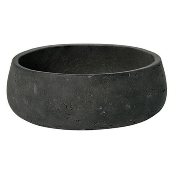 Drevy Low Planter Pot Fiberstone Black Washed 4" H x 9.5"