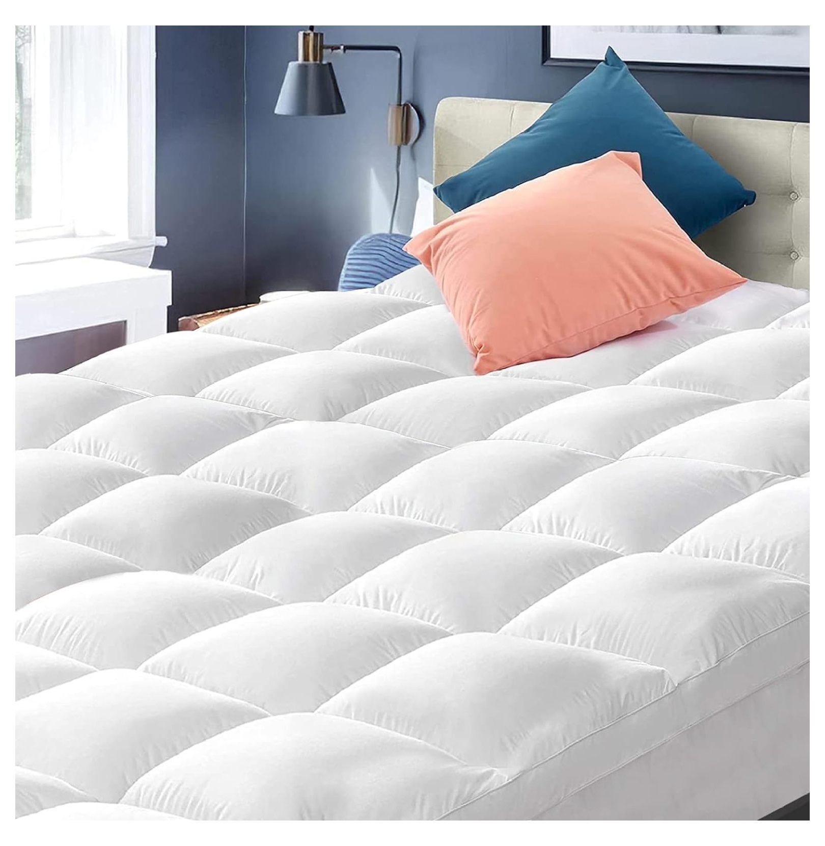 Drevy Mattress Topper XL, Mattress Pad for College Dorm Washable, Plush Pillow Top Extra Long