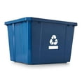 thumbnail image 1 of Drevy Medium Sized Plastic Curbside 17 Gallon Home or Office Recycling Bin Container with Built-in Carrying Handles, Blue, 1 of 8