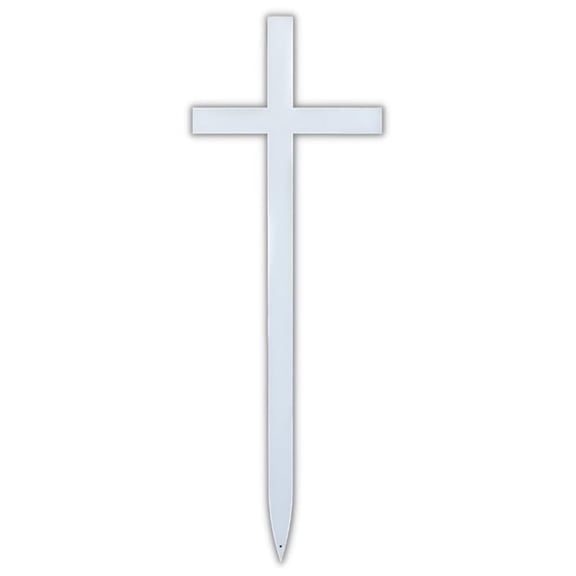 Drevy Memorial Cross - Steel Grave Marker - Perfect For Outdoor And Memorial Sites - White Powder Coat Finish - Headstone Replacement - Made In The USA