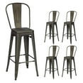 thumbnail image 1 of Drevy Metal Bar stools Set of 4, with Removable Back, 30'' Bar Height Stools with Rubber Feet, Stylish and Modern Chairs, for Kitchen, Dining Rooms, and Side Bar (Gun-Update, 30''), 1 of 5